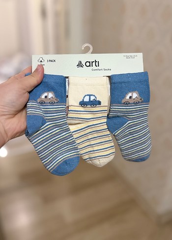 Üçlü Erkek Çocuk Nakışlı Çorap Seti - Görsel 3