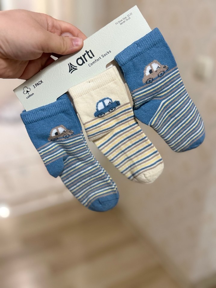 Üçlü Erkek Çocuk Nakışlı Çorap Seti - Görsel 2