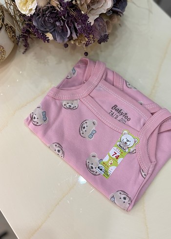 Pembe Desenli Kolsuz Bebek Body - Görsel 2