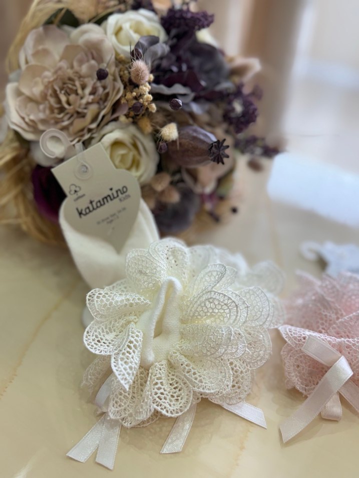 Kız Çocuk Pembe Nakışlı Dantelli Çorap 1-2 Yaş - Görsel 5