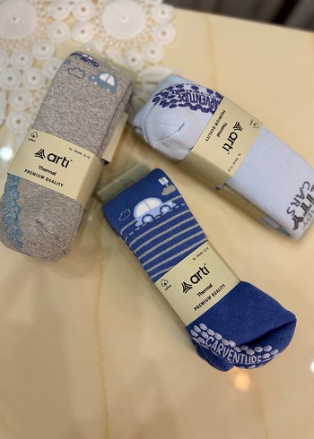 Erkek Çocuk Gri ve Mavi Çorap Seti - Görsel 2