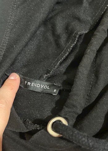 s Beden siyah Renk Siyah Kapüşonlu Baskılı Kadın Sweatshirt