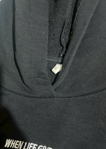 xs Beden Siyah Kapüşonlu Kadın Sweatshirt Baskılı