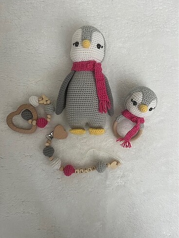 Beden Penguen amigurumi yenidoğan set