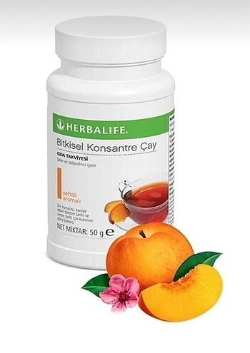 Herbalife konsantre şeftali ve ahududu aromalı bitki çayı 50 gr