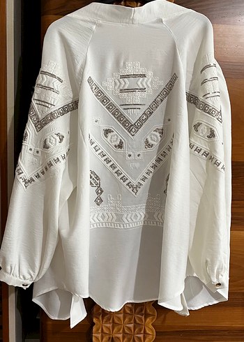 diğer Beden Nakışlı Beyaz Uzun Kadın Kimono