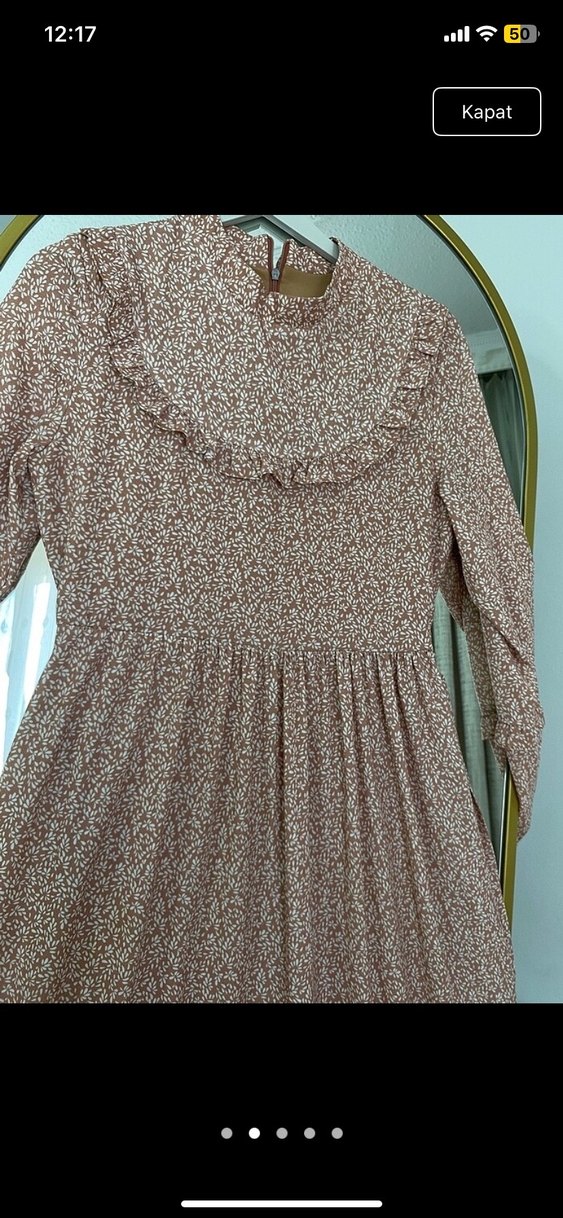 Bej Renkli Bohem Uzun Elbise - Görsel 2