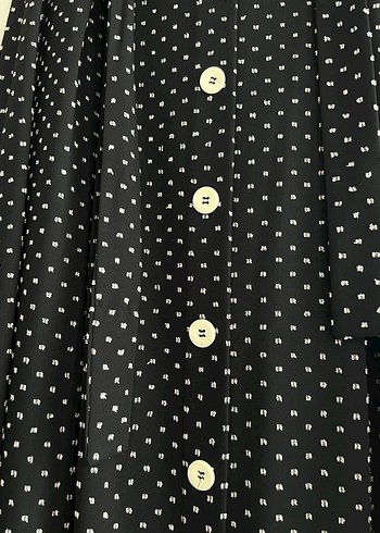 Düğmeli Siyah Puantiyeli Uzun Etek - Görsel 2