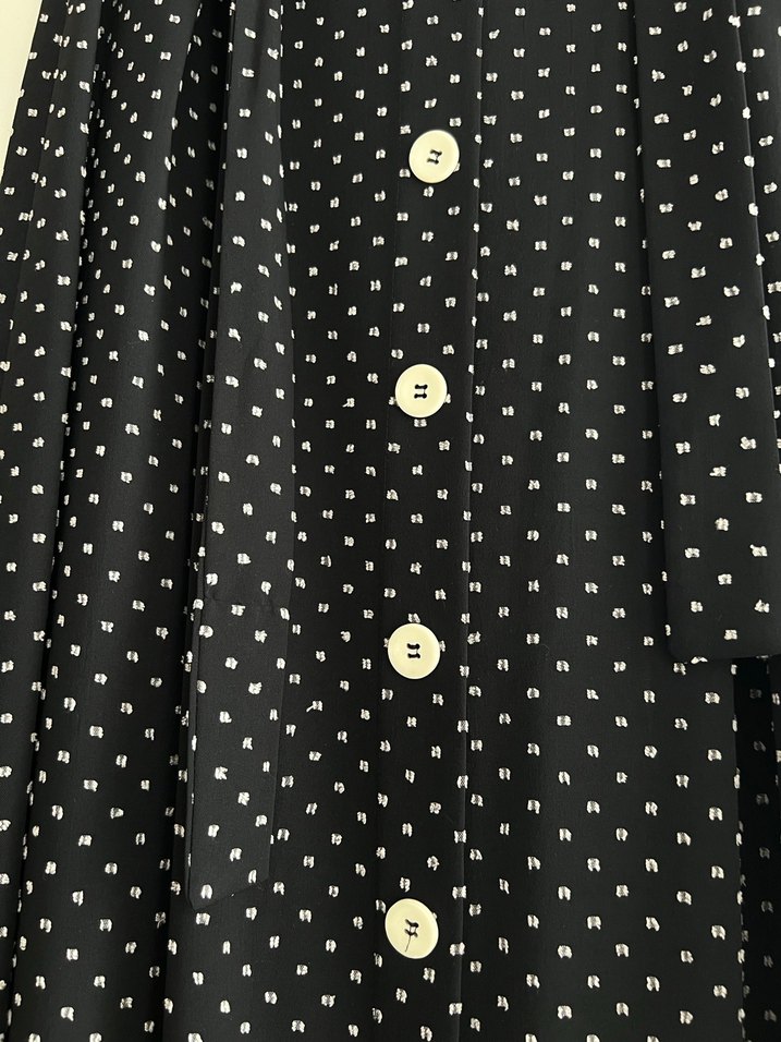 Düğmeli Siyah Puantiyeli Uzun Etek - Görsel 2