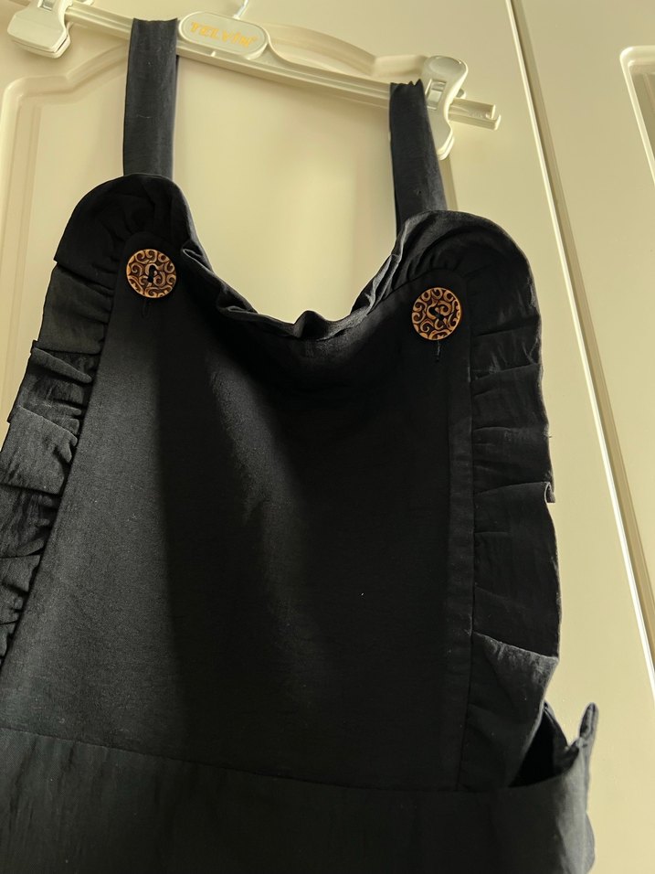 Siyah Uzun Askılı Fırfırlı Goth Tulum - Görsel 5