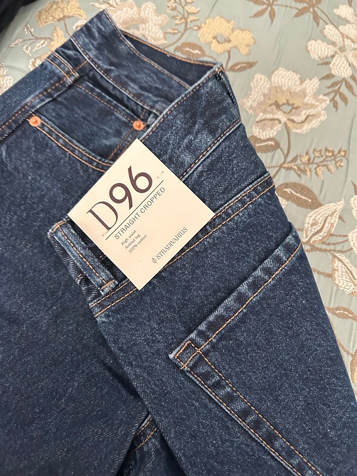 Düğmeli Gri Baskılı Kadın Midi Kot Pantolon - Görsel 3