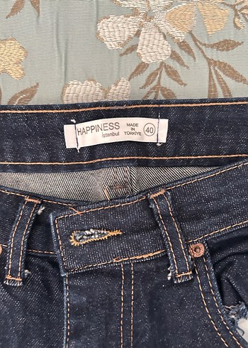 Düğmeli Kahverengi Kadın Denim Pantolon - Görsel 2