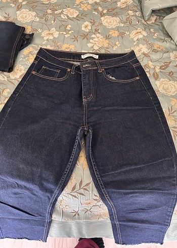 Düğmeli Kahverengi Kadın Denim Pantolon - Görsel 3