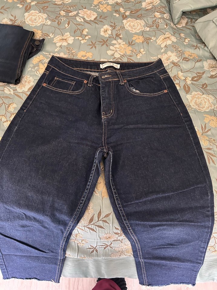 Düğmeli Kahverengi Kadın Denim Pantolon - Görsel 3