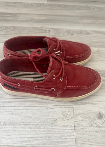 Lumberjack Düğmeli Kırmızı Kadın Süet Loafer