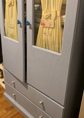 Gri Çocuk Gardırop Aynalı ve Çekmeceli - Görsel 2