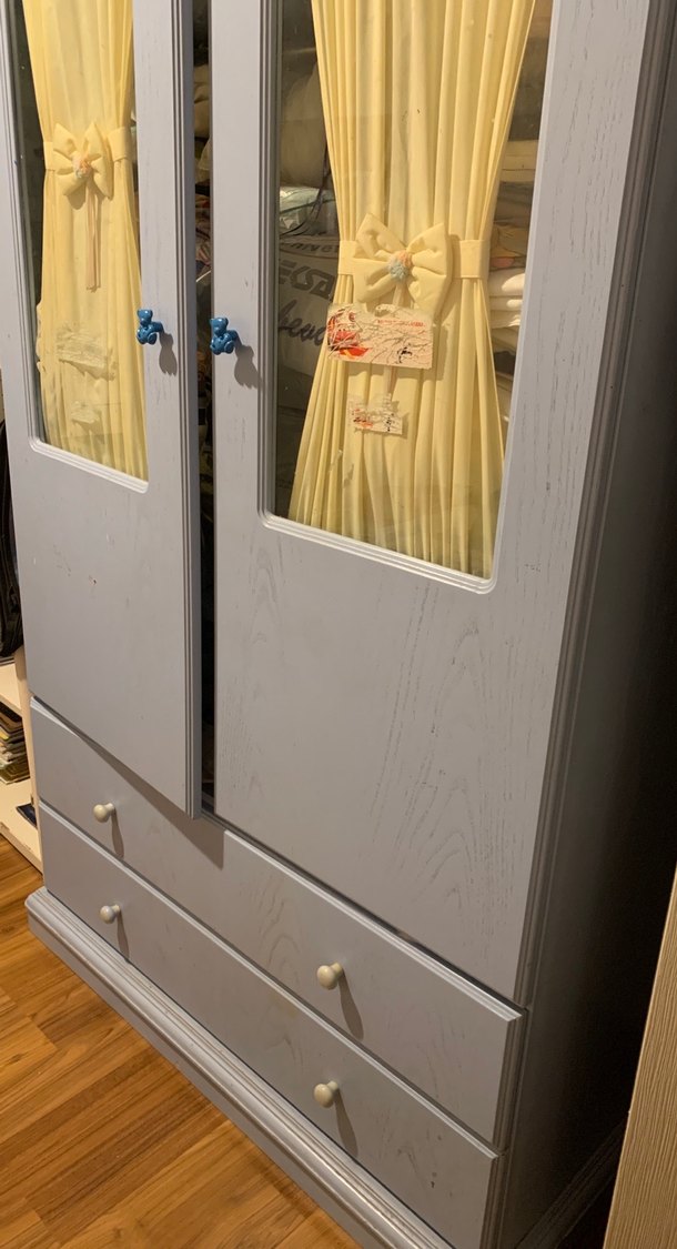 Gri Çocuk Gardırop Aynalı ve Çekmeceli - Görsel 2