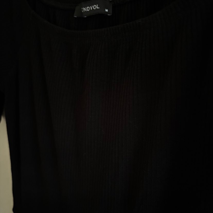 Siyah Uzun Fit Çizgili Triko Elbise - Görsel 2