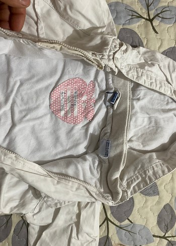 Kız Çocuk Kapüşonlu Beyaz Pamuk Ceket - Görsel 4