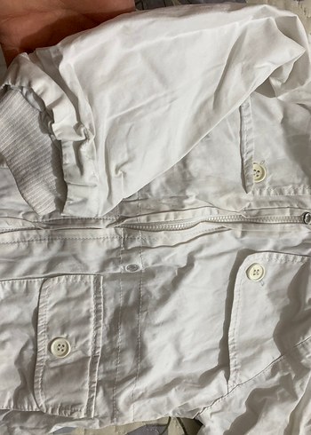 Kız Çocuk Kapüşonlu Beyaz Pamuk Ceket - Görsel 5