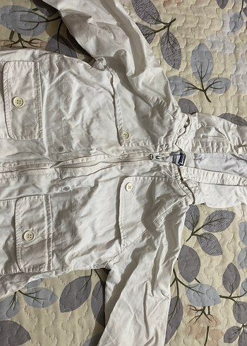 Kız Çocuk Kapüşonlu Beyaz Pamuk Ceket - Görsel 6