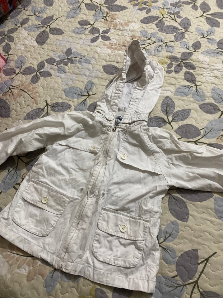 Kız Çocuk Kapüşonlu Beyaz Pamuk Ceket - Görsel 2