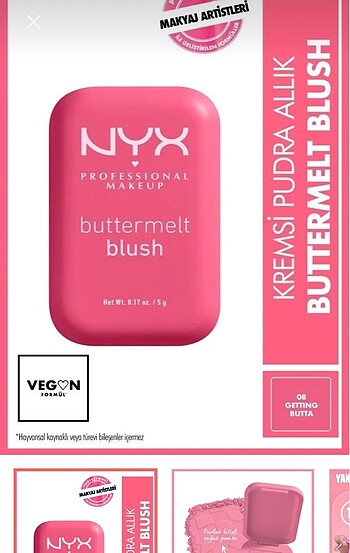 NUX Buttermelt Blush Pembe Allık 08 Getting Butta