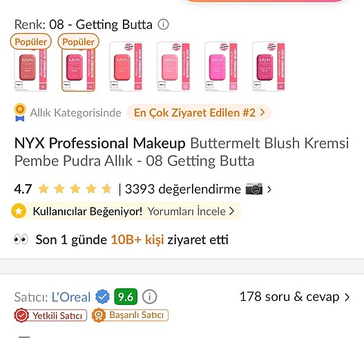 NYX NUX Buttermelt Blush Pembe Allık 08 Getting Butta