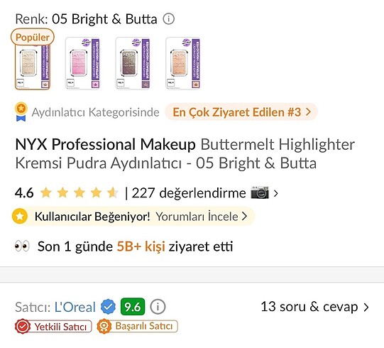 NYX NYX Buttermelt Highlighter 05 Bright & Butta Aydınlatıcı