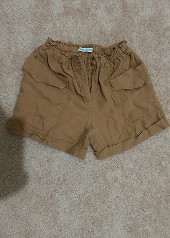 s Beden Bej Keten Mini Şort zara