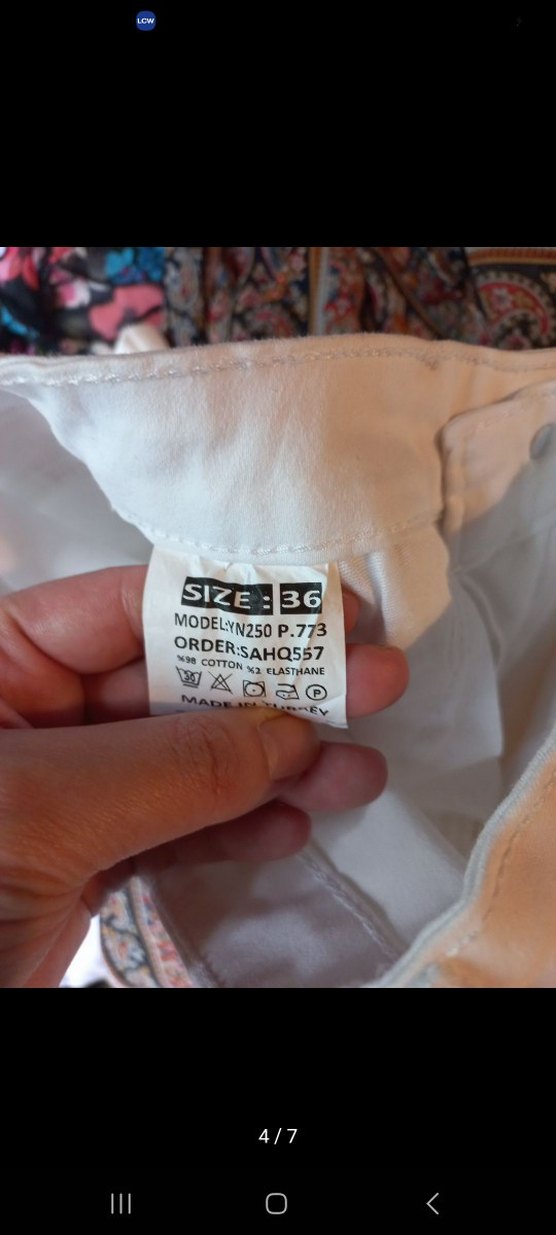 Beyaz İşlemeli Payetli Kadın Pantolon - Görsel 2