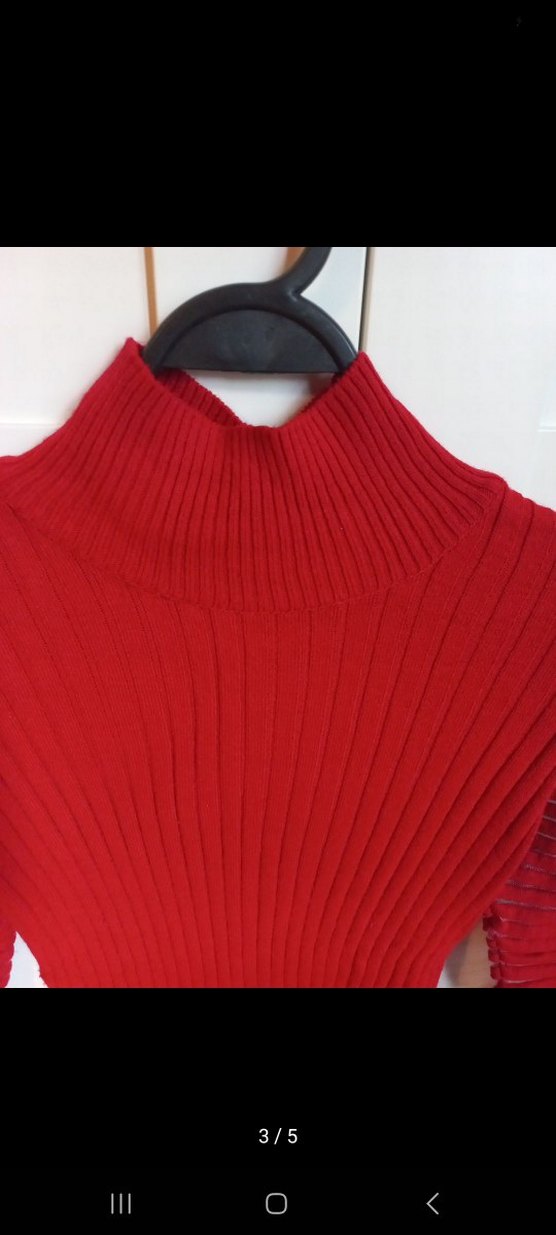 Kırmızı Pilili Kadın Triko Kazak - Görsel 4