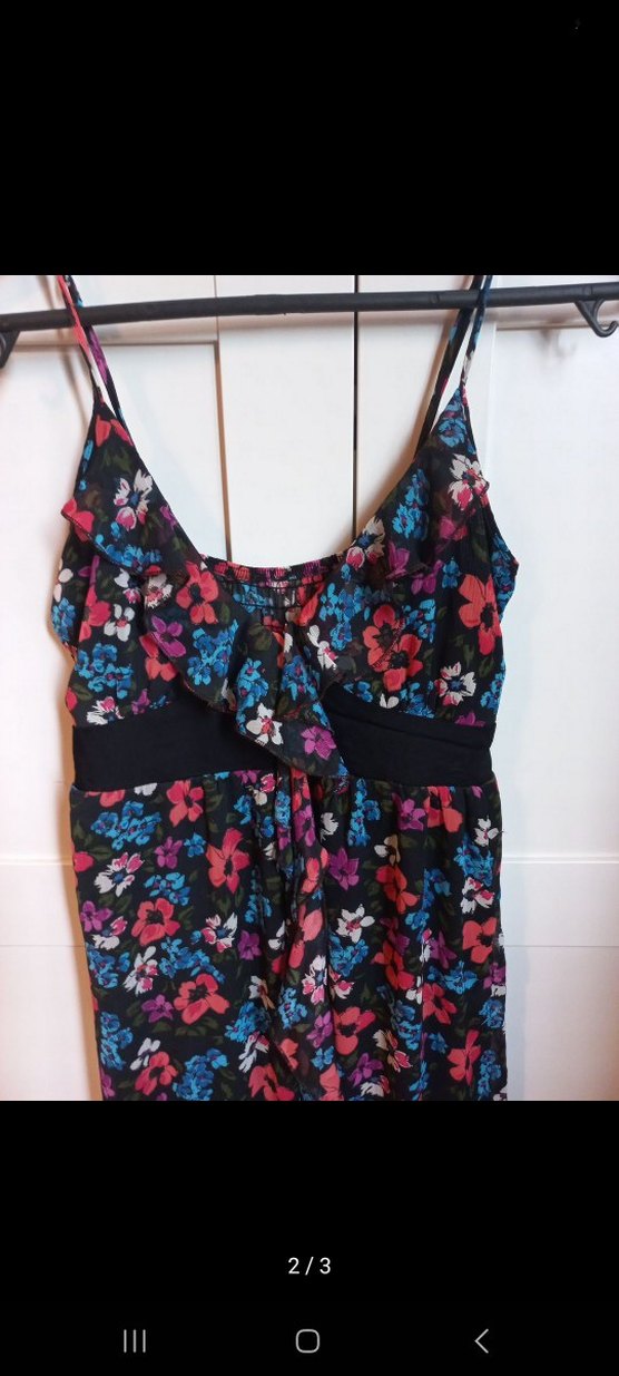 Çiçek Desenli İnce Askılı Mini Elbise - Görsel 2