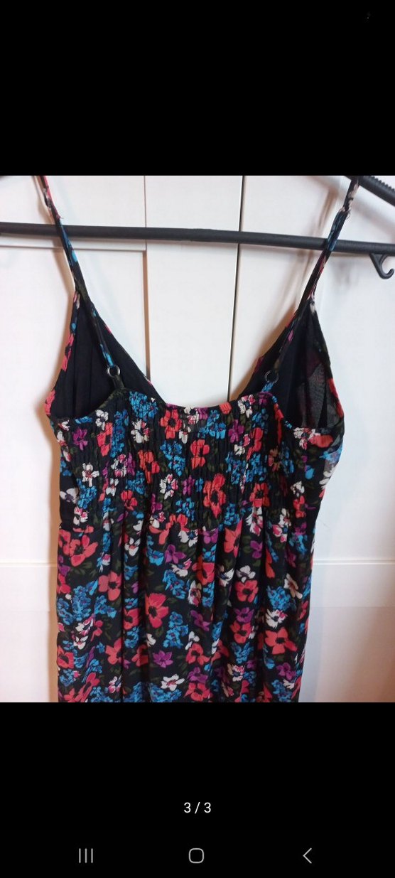 Çiçek Desenli İnce Askılı Mini Elbise - Görsel 3