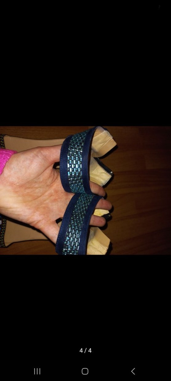 Renkli Nakışlı Boncuklu Dolgu Topuklu Kadın Sandalet - Görsel 4