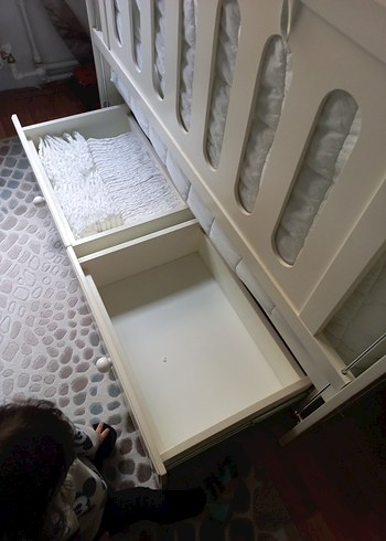 Beyaz Bebek Karyola ve Yatak - Görsel 3