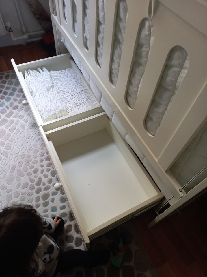 Beyaz Bebek Karyola ve Yatak - Görsel 3