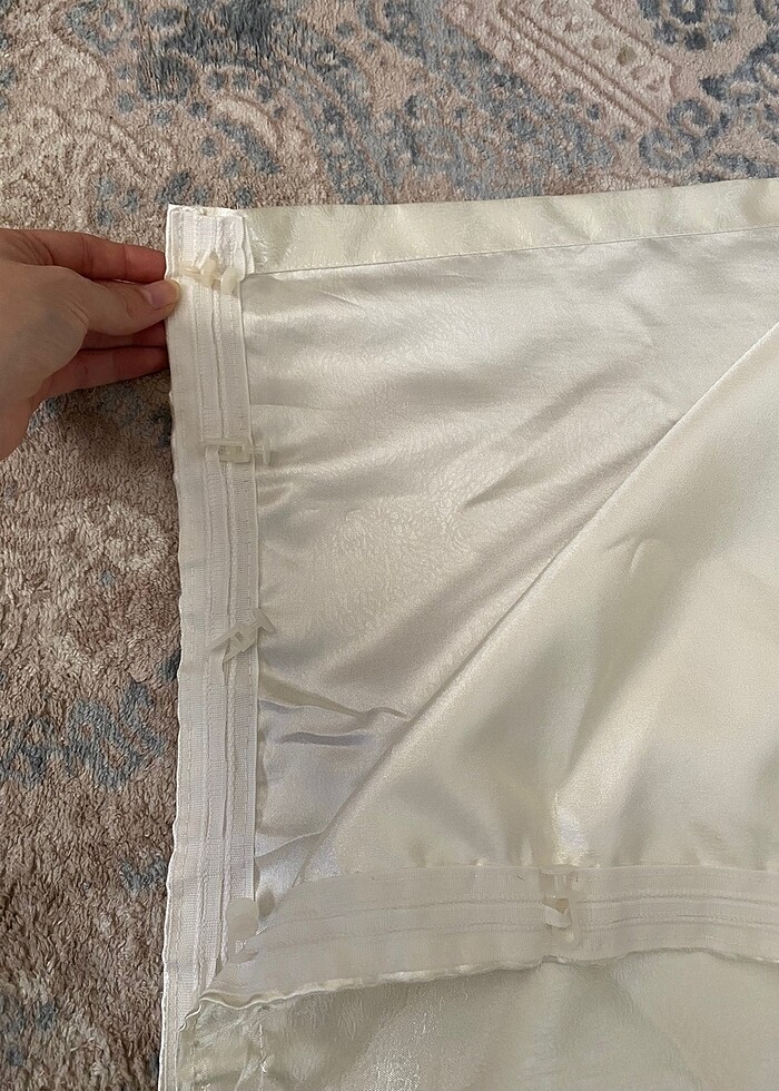 Saten Kırık Beyaz Perde (2 PERDE) - Görsel 2