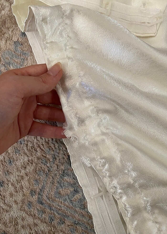 Saten Kırık Beyaz Perde (2 PERDE) - Görsel 3