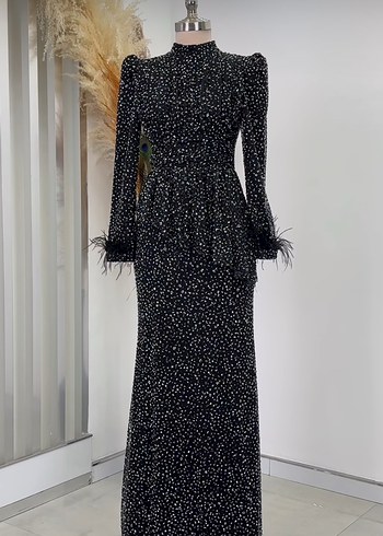 Siyah taşlı abiye - Görsel 3