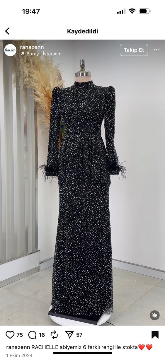 Siyah taşlı abiye - Görsel 3