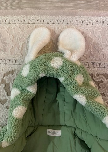 Kapüşonlu Yeşil Puantiyeli Bebek montu - Görsel 2