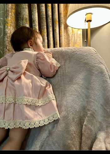 Diğer 1 yaş doğum günü elbisesi. Pudra Pembe Fırfırlı Kız Çocuk Elbise