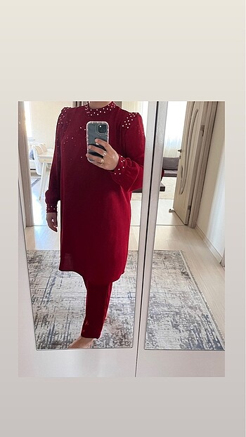 Tesettür ikili tunik pantolon takım