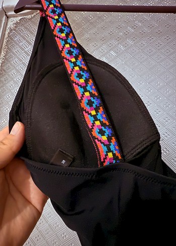 Nakışlı Siyah Bohem Uzun Mayo - Görsel 3