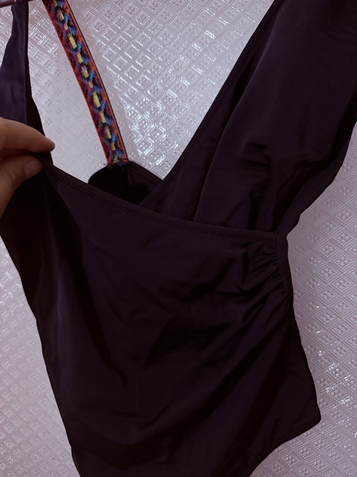 Nakışlı Siyah Bohem Uzun Mayo - Görsel 2