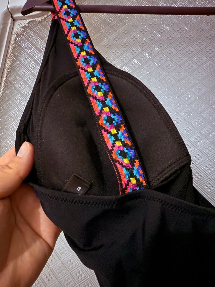 Nakışlı Siyah Bohem Uzun Mayo - Görsel 3