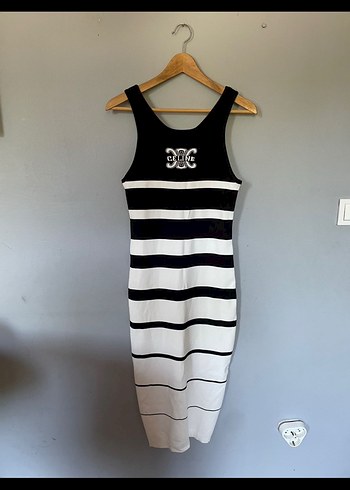 Celine marka Çizgili  Uzun Triko Elbise - Görsel 2