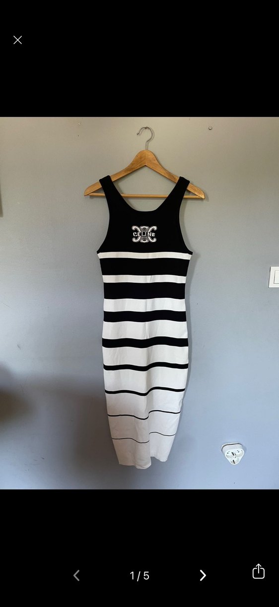 Celine marka Çizgili  Uzun Triko Elbise - Görsel 2