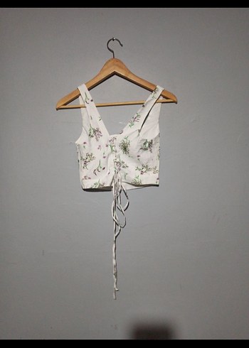 Beyaz Çiçek Desenli  Mini Büstiyer - Görsel 5